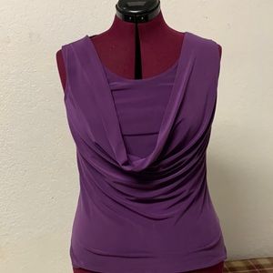 Jasonmaxwell Purple Cowl  Neck Sleeveless Shirt